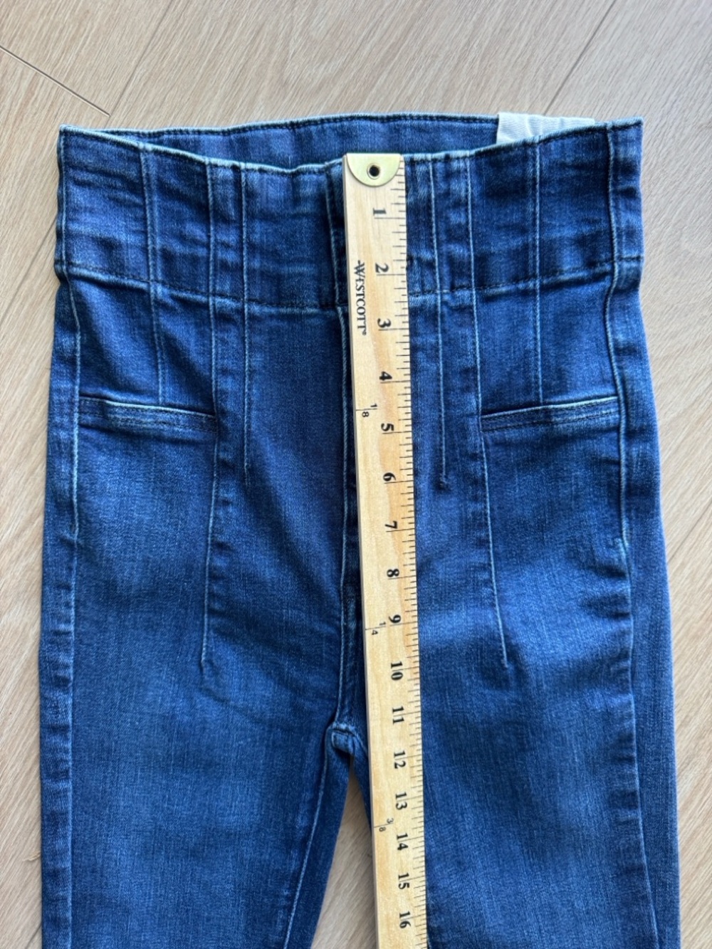 Free People We The Free Jayde High Rise Flare Leg Jeans Night Sky Size 24 - Picture 14 of 15